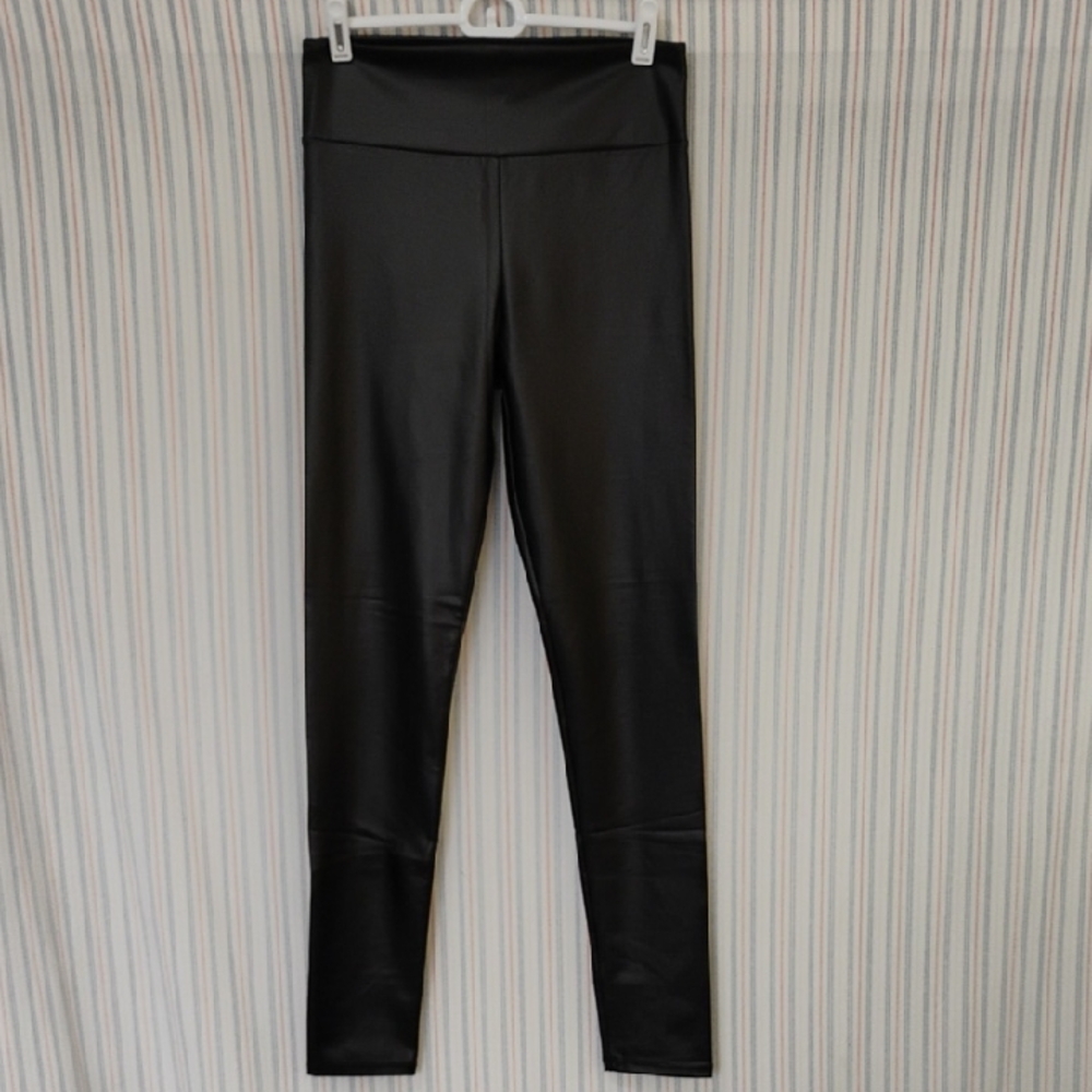 SAKKAS Shiny Liquid Wet Metallic Look Stretch Leggings M